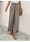 Omarı Desenli Yüksek Bel Kadın Pantolonu