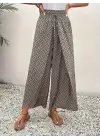 Omarı Desenli Yüksek Bel Kadın Pantolonu