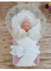 Omarı Doğal Wool Yenidoğan Bebek Battaniyesi Pembe Tasarım