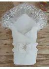 Omarı Duvaklı Trilüks Kundak Bebek Battaniyesi Ekru