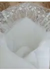 Omarı Duvaklı Trilüks Kundak Bebek Battaniyesi Ekru