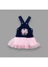 Omarı Fiyonk Detaylı Tül Etek Salopet Kız Çocuk Elbisesi