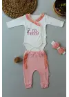 Omarı Hello Nakışlı Kruvaze Bandanalı Bebek Takımı