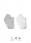 Omarı Kaymaz Tabanlı 2li Basic Penye Çorap Seti Gri Beyaz