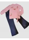 Omarı Kiraz Desenli Penye Sweat Kız Çocuk Takımı