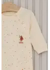 Omarı Kız Bebek Uzun Kol Tulum - Krem Renkli Sevimli Tasarım