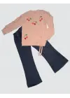 Omarı Kız Çocuk Kot Pantolonlu Kiraz Desenli Penye Takımı