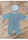 Omarı Lacivert Papyonlu Bebek Tulumu Çıtçıt Kapama İle