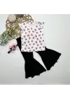 Omarı Mickey Baskılı Bandanalı Siyah Kız Çocuk Takımı