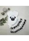 Omarı Mickey Nakışlı Kısa Kollu Bebek Takımı