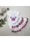 Omarı Mickey Nakışlı Kısa Kollu Bebek Takımı Fuşya