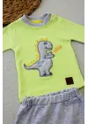 Omarı Minik Dino Nakışlı Bebek Sweat Takımı Yeşil