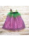 Omarı Mor Renkli Çilek Kostümü Kız Çocuk Elbise