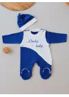 Omarı Nakışlı Es Çizgi Boy Şapkalı Bebek Tulumu Lacivert
