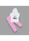 Omarı Pembe Kapşonlu 2li Cici Kızlar Kız Çocuk Takımı