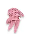 Omarı Puantiyeli Şapkalı Kız Bebek Takımı Gül Kurusu