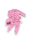 Omarı Puantiyeli Şirin Kız Bebek Takımı Pembe