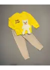 Omarı Sallanan Ayak Desenli Çocuk Takımı - Sarı