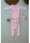 Omarı Şarkıcı Kuşlar Nakışlı Bebek Kız Takımı - Pembe
