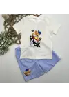 Omarı Sevimli Ayı Baskılı Erkek Bebek Takımı