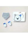 Omarı Sevimli Ayı Nakışlı 10 Parça Zıbın Takımı Mavi