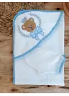 Omarı Sevimli Bear Nakışlı 2li Erkek Bebek Havlu Takımı