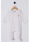 Omarı Sevimli Beyaz-Pembe Bebek Tulumu