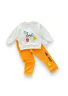 Omarı Sevimli Emoji Desenli Erkek Bebek Takımı - Turuncu