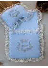 Omarı Sevimli Yenidoğan Mavi Nakışlı Trilüks 2li Alt Açma Seti