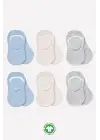 Omarı Silikonlu Babet Penye Çorap Seti - Mavi, Ekru, Gri