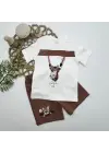 Omarı Yeni Doğan Erkek Bebek Takımı Kahverengi Kedi Baskılı T-shirt ve Şort
