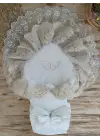Omarı Yenidoğan Angel Kundak Bebek Battaniyesi Ekru