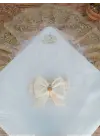 Omarı Yenidoğan İçin Lüks Taşlı Gold Güpür İşlemeli Battaniye