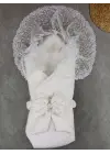 Omarı Yenidoğan Lüks Kundak Bebek Battaniyesi Ekru