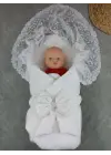Omarı Yenidoğan Lüks Kundak Bebek Battaniyesi Ekru