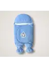 Omarı Yenidoğan Mavi Kadife Ayaklı Bebek Kundak