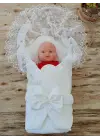 Omarı Yenidoğan Nakışlı Lüks Kundak Bebek Battaniyesi