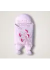 Omarı Yenidoğan Yapay Çiçek İşlemeli Lüks Bebek Battaniyesi Pembe