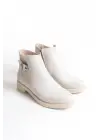 Omarı Yüksek Topuklu Rahat Tabanlı Kadın Bot - Krem