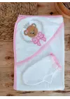 Omarı Yumuşak Bear Nakışlı Kız Bebek Havlu Seti