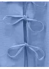 Önü Bağcıklı Beli Lastikli Etekli Keten Takım -Açık Mavi