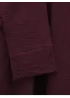 Önü Bağcıklı Beli Lastikli Etekli Keten Takım   -Bordo