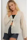 Önü Bağcıklı Bluz 952 - Krem