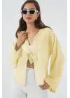 Önü Bağcıklı Bluz 952 - Sarı