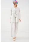 Önü Bağcıklı Tunik Pantolon İkili Takım 6744 - Beyaz