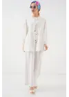 Önü Bağcıklı Tunik Pantolon İkili Takım 6744 - Beyaz