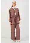 Önü Bağcıklı Tunik Pantolon İkili Takım 6744 - D.Gül Kurusu