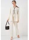 Önü Bağcıklı Tunik Pantolon İkili Takım 6744 - Ekru