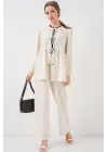 Önü Bağcıklı Tunik Pantolon İkili Takım 6744 - Ekru