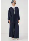 Önü Bağcıklı Tunik Pantolon İkili Takım 6744 - Lacivert